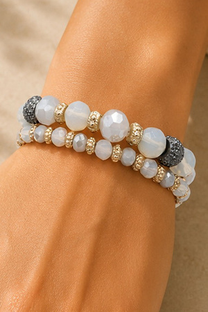 Faceted Bead Stretch Bracelet Set