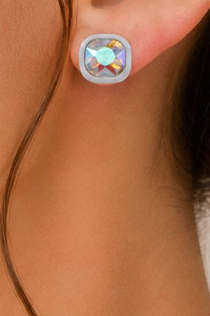 Rhinestone  Abalone Post Earrings