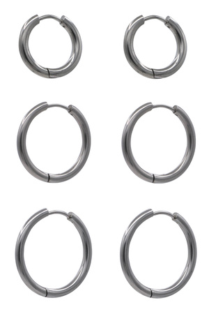 Stainless Steel Huggie Hoop Earrings - 3 Pair Set