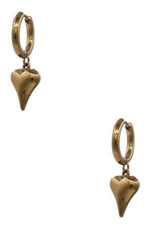 Stainless Steel Puffy Heart Hoop Earrings