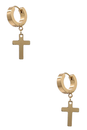 Stainless Steel Cross Hoop Earrings