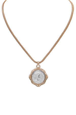 Two-Tone Coin Charm Necklace