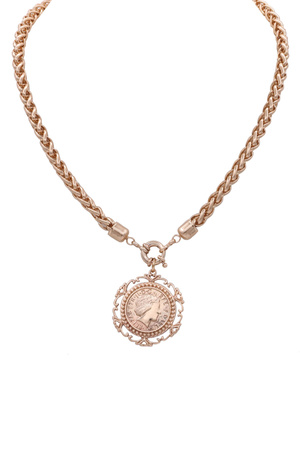 Chunky Chain Coin Pendant Statement Necklace