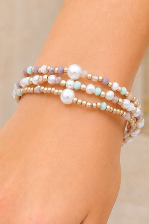 Beaded Stretch Bracelet Set - 3 Pack