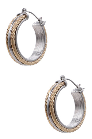 30MM Double Line Cable Hoop Earrings