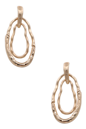 Double Layer Hammered Oval Post Earrings