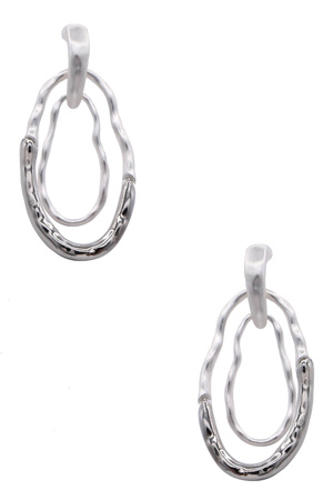 Double Layer Hammered Oval Post Earrings