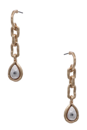 Teardrop Charm Hammered Huggie Hoop Earrings