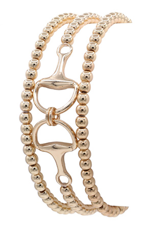 Equestrian Horsebit Link Beaded Strand Bracelet