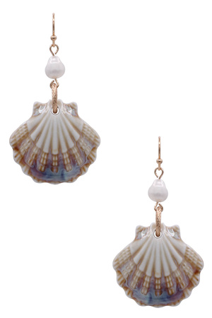 Ceramic Shell Dangle Earrings