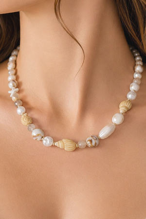 Sea Life Multi Stone Bead Pearl Necklace