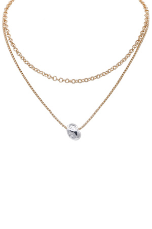 Multi-Chain Layered Oval Pendant Necklace