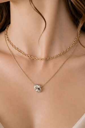 Multi-Chain Layered Oval Pendant Necklace