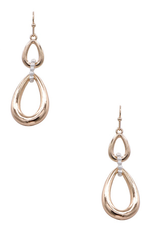Two-Tone Metal Double Teardrop Dangle Earrings