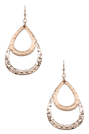 Double Hammered Teardrop Earrings