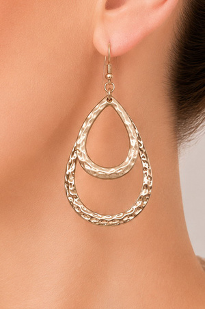 Double Hammered Teardrop Earrings