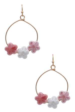 Colorful Ceramic Flower Drop Earrings