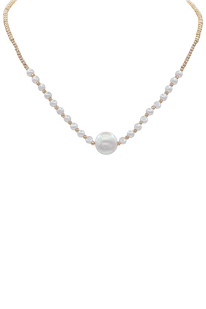 Metal & Cream Pearl Beaded Necklace