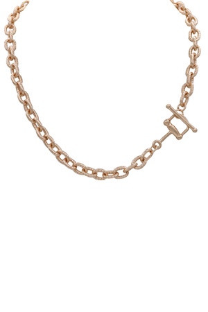 Metal Textured Linked Toggle Necklace