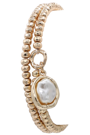 Faceted Beaded Cream Pearl  Bracelet Set