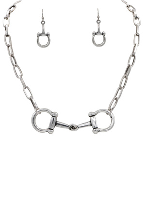 Metal Chain Equestrian Horse Bit Jewelry Set