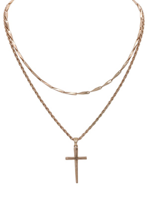 Double Layered Cross Pendant Necklace