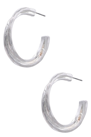 Hammered 2-Line Twisted Hoop Earrings