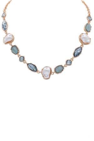 Metal Cream Pearl Crystal Necklace