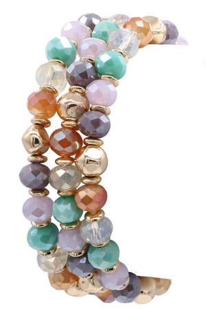 Multi-Color Faceted Bead Stretch Bracelet Set