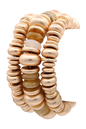 Multi-Strand Matte Gold & Gemstone Stretch Bracelet