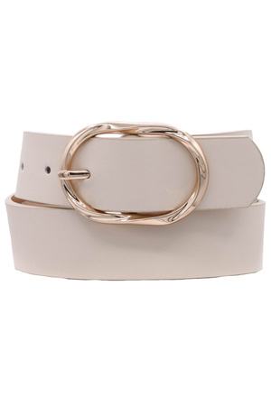 Faux Leather Twist Oval Buckle Belt