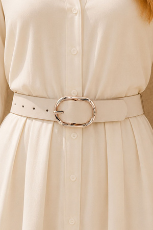 Faux Leather Twist Oval Buckle Belt
