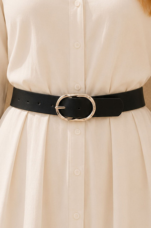 Faux Leather Twist Oval Buckle Belt