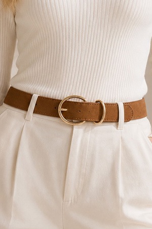 Faux Suede O-Shaped U Buckle Belt