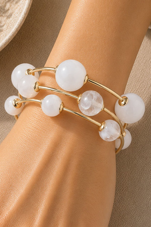 Stackable Metal Tube Beaded Bracelet Set