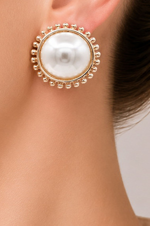 Classic 25MM Faux Pearl Round Stud Earrings