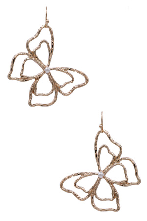 Textured Metal Butterfly Frame Earrings