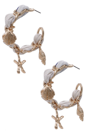 Metal Scarf Charm Hoop Earrings