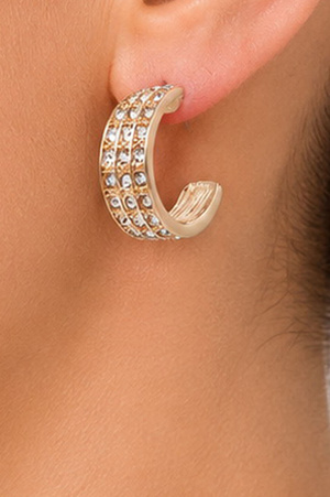 Pave Crystal Huggie Hoop Earrings