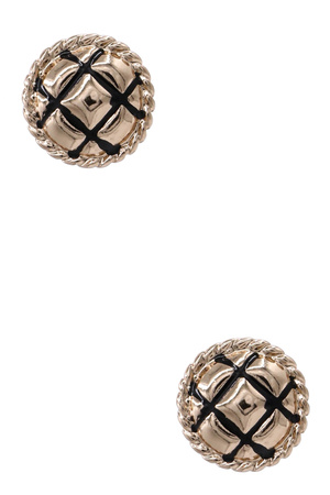 Quilted Textured Metal Round Stud Earrings