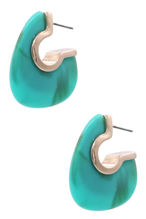 Metal Resin Triangle Hoop Earrings