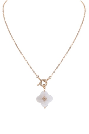 Mother of Pearl Clover Flower Petite Pendant Necklace