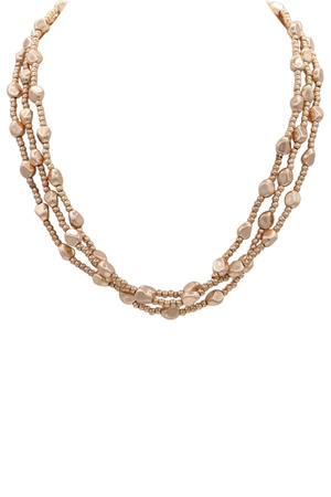 Triple Layer Nugget & Round Bead Necklace