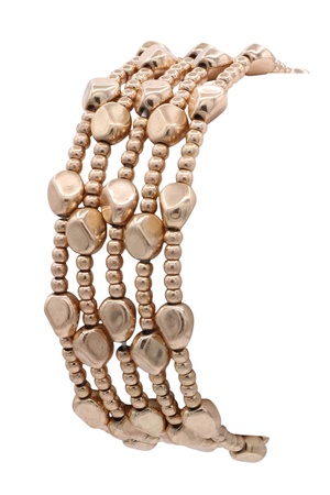 Layered Nugget & Round Bead Stretch Bracelet
