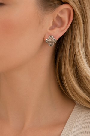 Textured Clover Dome Stud Earrings