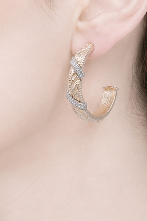 25MM Two-Tone Textured Hoop Earrings