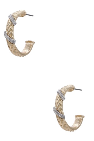 25MM Two-Tone Textured Hoop Earrings