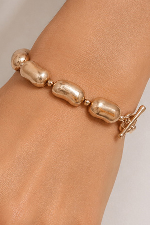 Metal Bean Link Toggle Bracelet