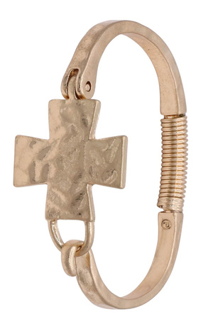 Hammered Cross Spring Hinge Bracelet