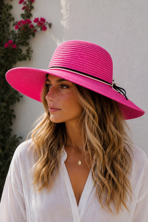 Pearl Charm Suede Wide Brim Floppy Hat